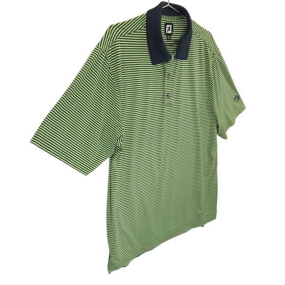FootJoy Polo Mens Large Navy Green Striped Fairmount Club Performance Golf Shirt - Picture 6 of 13